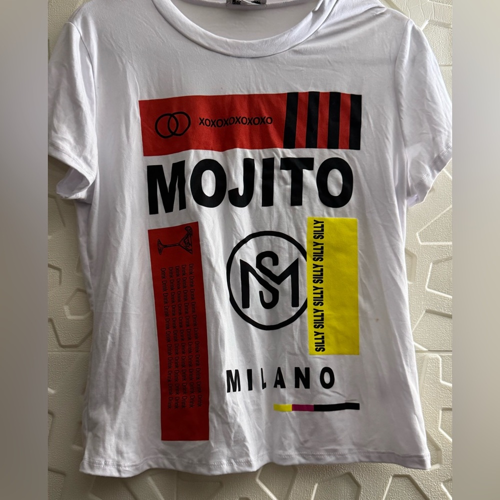 CBR White Graphic Tee with Red and Yellow Accents